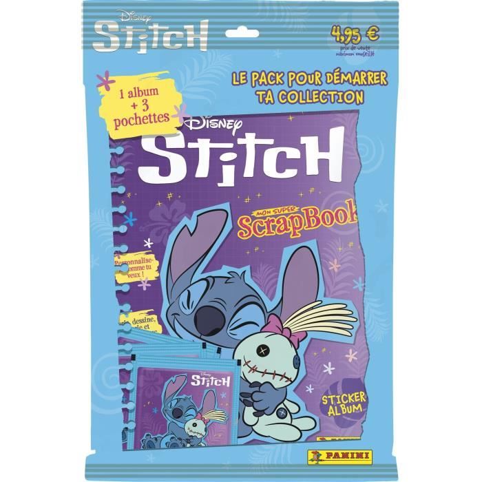 Album + 3 pochettes - PANINI - STITCH 2 - MON SUPER SCRAPBOOK - 15 stickers