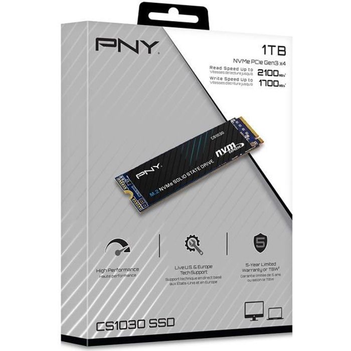 PNY CS1030 - SSD - 1 To - interne - M.2 2280 - PCIe 3.0 x4 (NVMe)