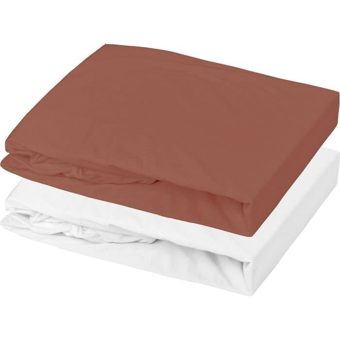 Lot 1 alese + 1 drap housse - P'TIT DODO - 60 x 120 cm - Blanc / Tomette