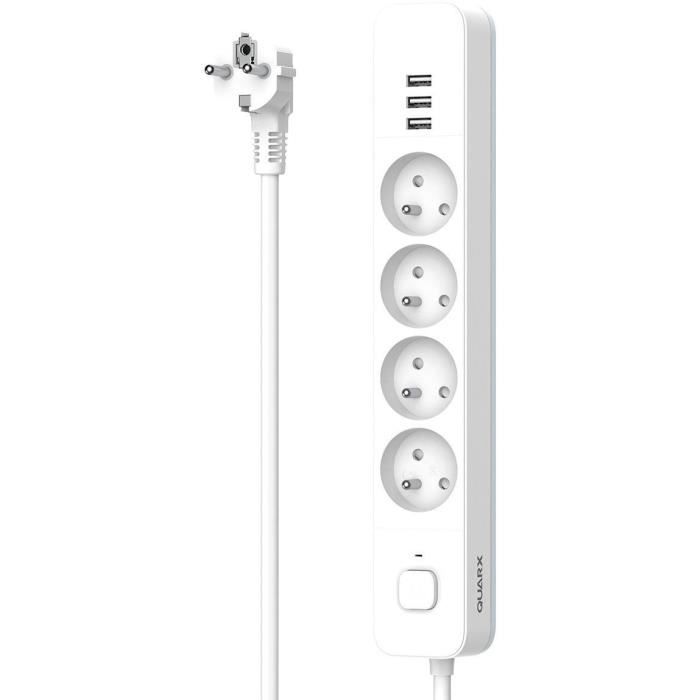 Rallonge 4 prises Schuko avec interrupteur QUARX (1,5 m)
