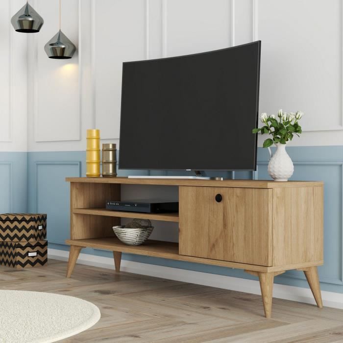 Meuble TV - RETRO - Chene - 120 x 30 x 45 cm