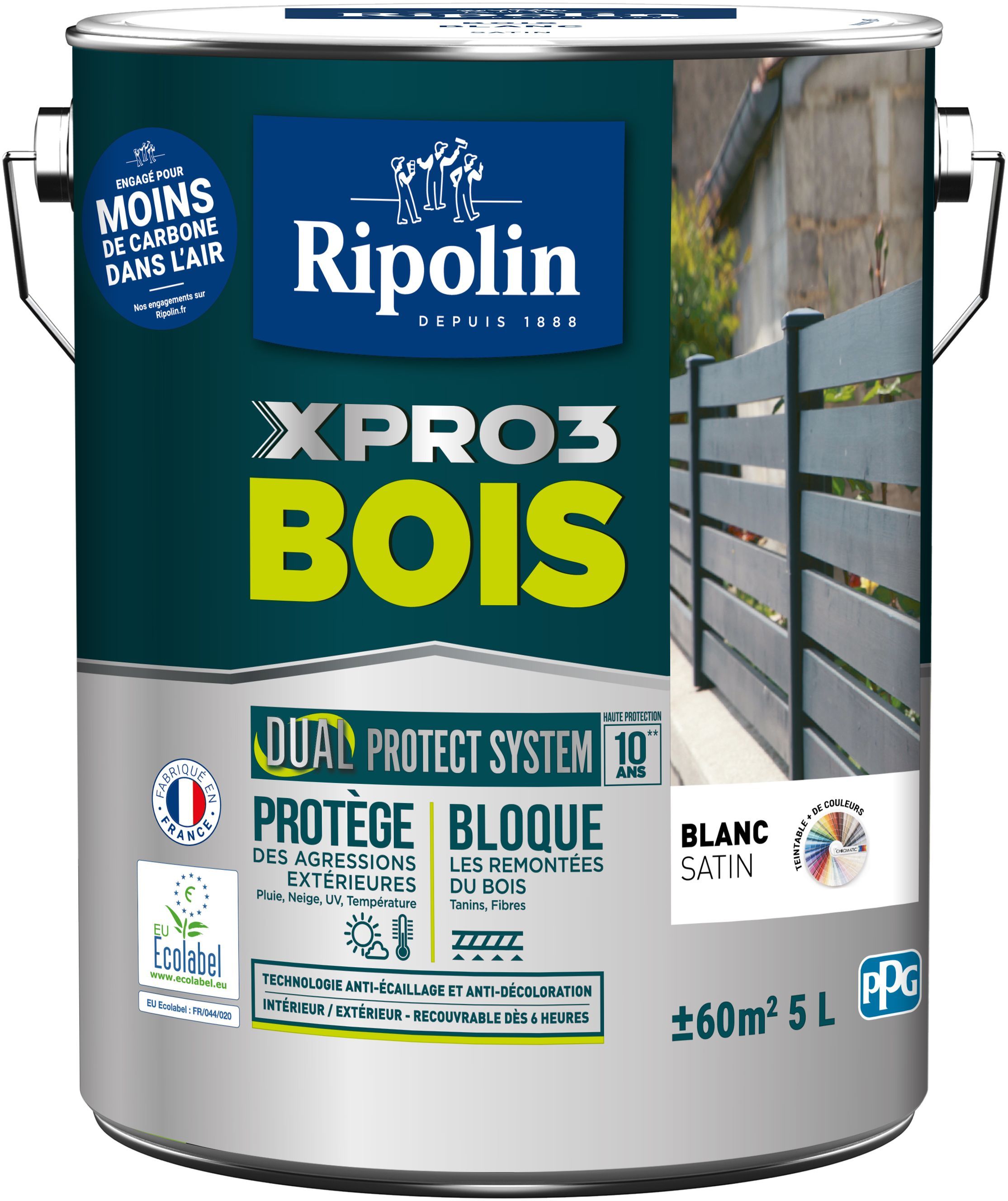 Peinture XPRO3 bois - Blanc Calibre - Satin - Ripolin - 5L