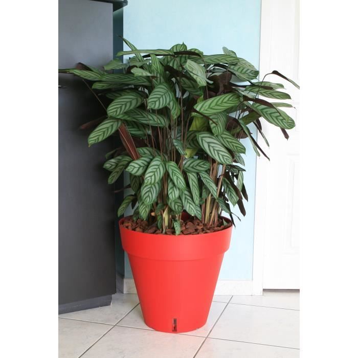 Pot de fleurs - RIVIERA - Loft avec réserve d'eau - Rond - Ø 49 x H 45 cm - 50L - Rouge
