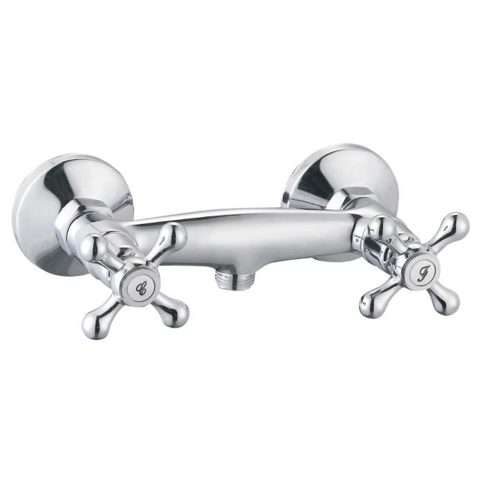 Robinet double poignée Rousseau Beverley Gris Métal Laiton 15 cm Douche