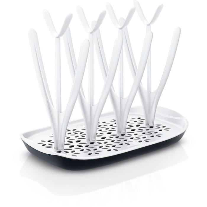 Egouttoir a biberons et tétines - PHILIPS AVENT - Bac d'égouttement amovible - Blanc/Gris