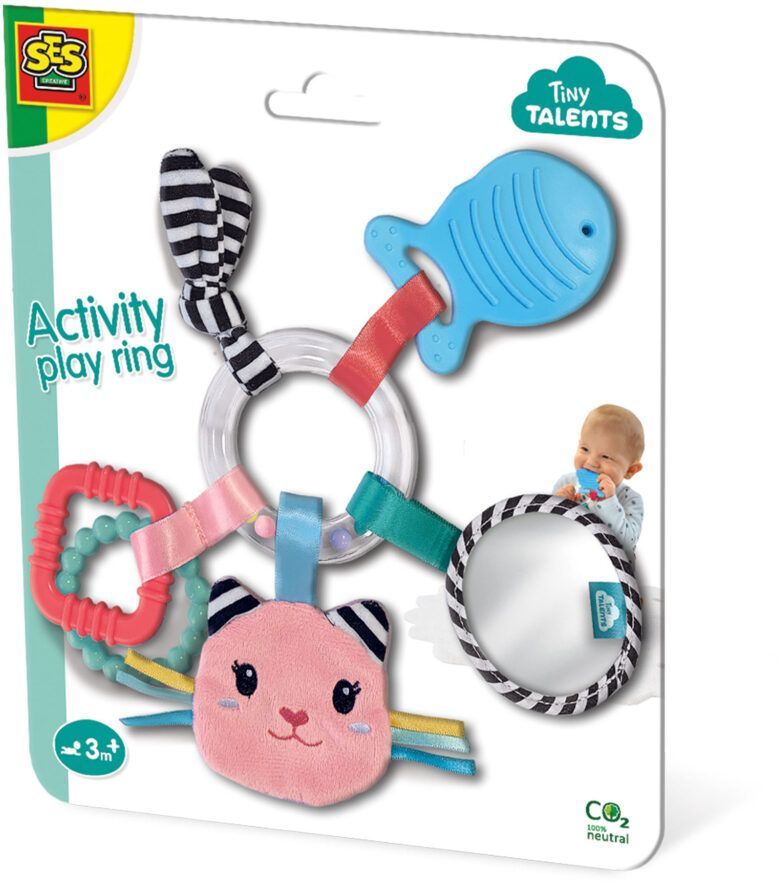 Jouet pour bébé - Anneau de jeu a activités - Katy le chat - Rose - Des 3 mois