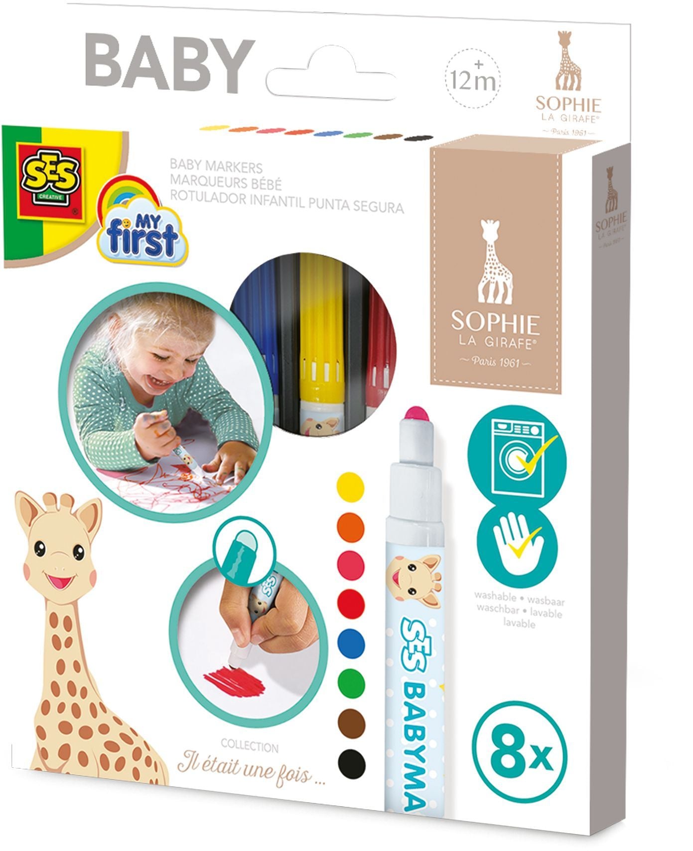 SES Creative - My first - Sophie la girafe - Feutres pour bébé - Peinture bebe - Premier crayon  - Peinture a l eau bebe