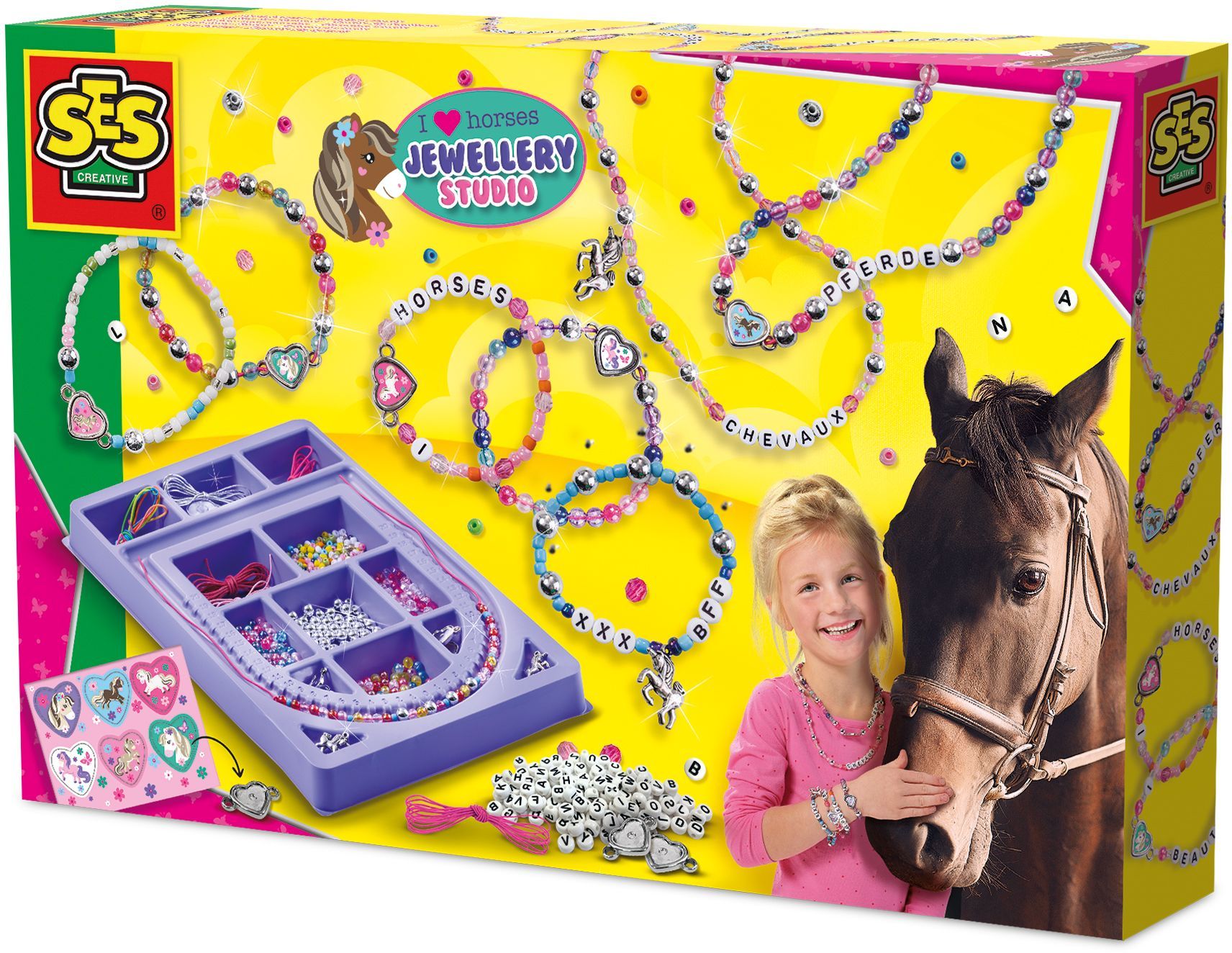 Studio de joaillerie - SES CREATIVE - Hobby Pink - J'aime les chevaux - Activité créative - Idée cadeau - Age : 5+