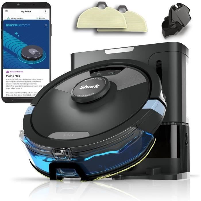 Shark Matrix Plus RV2620WAEU - Robot Aspirateur et Laveur auto-vidant 2-en-1 - Nettoie les coins et les angles - Couverture optimale
