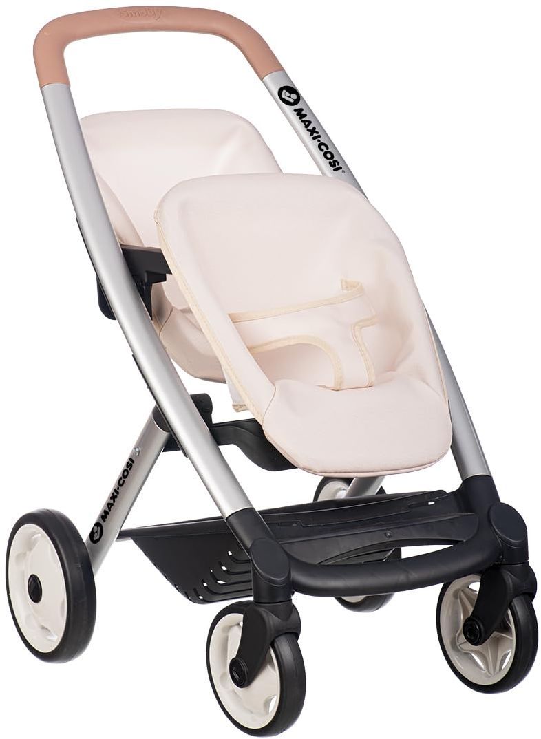 SMOBY - Maxi cosi - Poussette Jumeaux beige  - Pour poupon - Des 3 ans