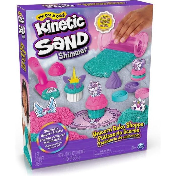 Jeu de sable a modeler - SPIN MASTER - Coffret Pâtisserie Licorne - 453g - Pailleté et néon