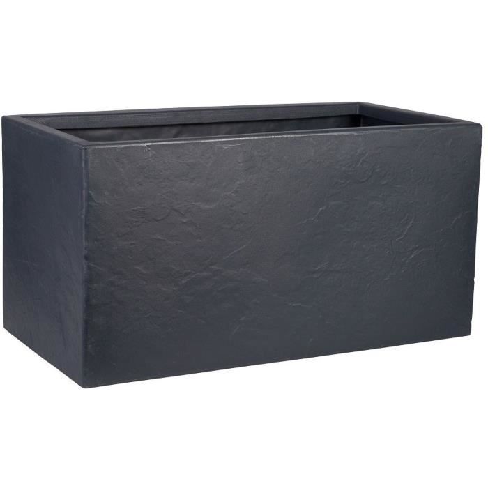 Pot de fleur - STRATA - Riven trough - Ø 38.5cm x 17.5cm H x 46.5cm L - Couleur graphite