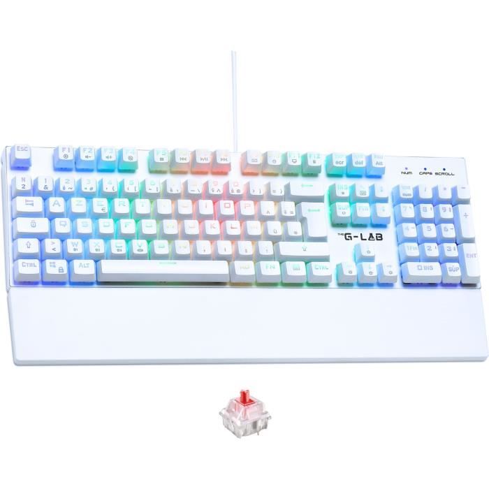 Clavier mécanique The G-Lab KEYZ RUBIDIUM Blanc Azerty Français