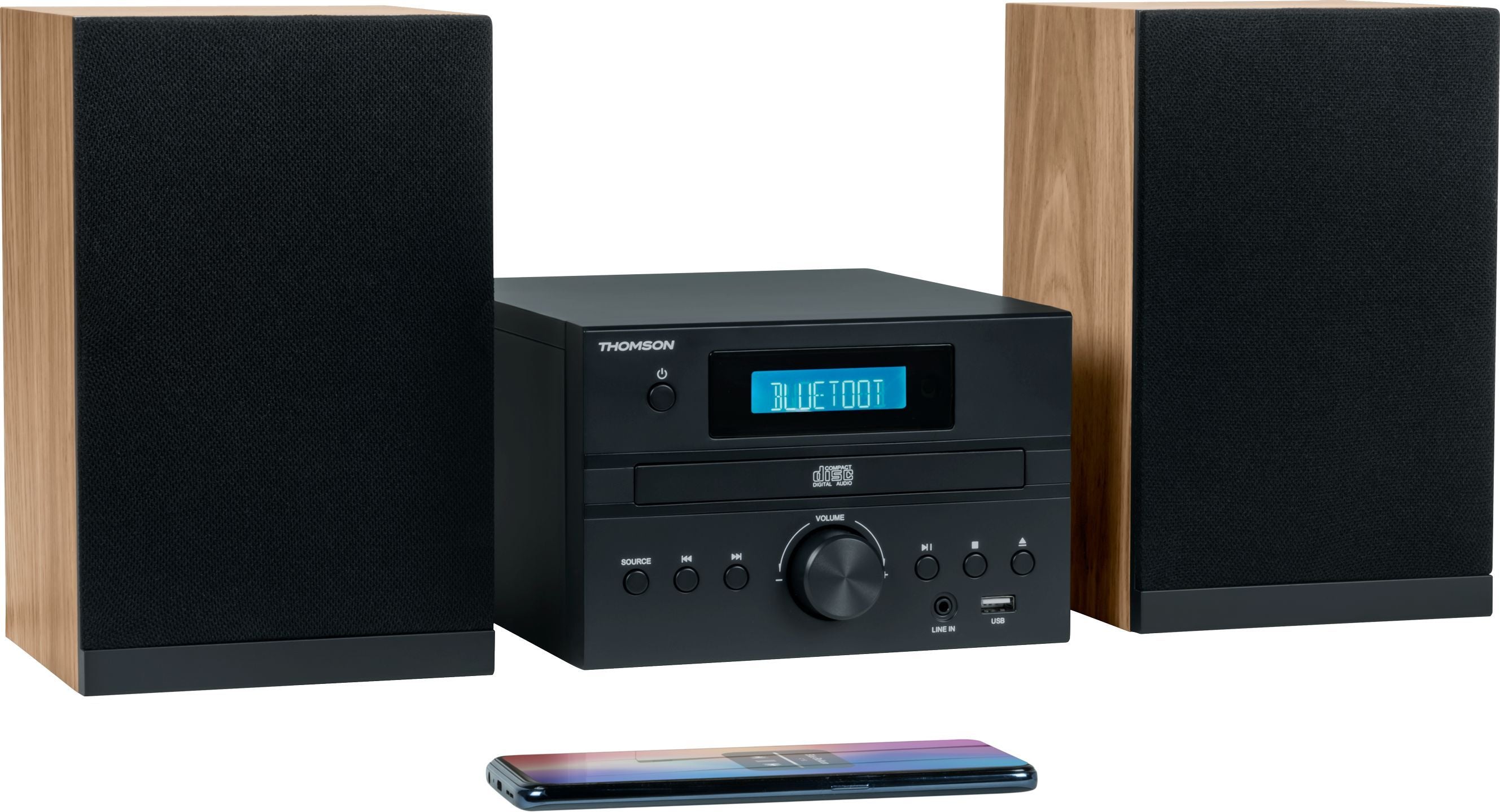 Micro Chaîne - THOMSON - Bluetooth - Radio - CD - MP3 - USB - DAB - Bois et noir
