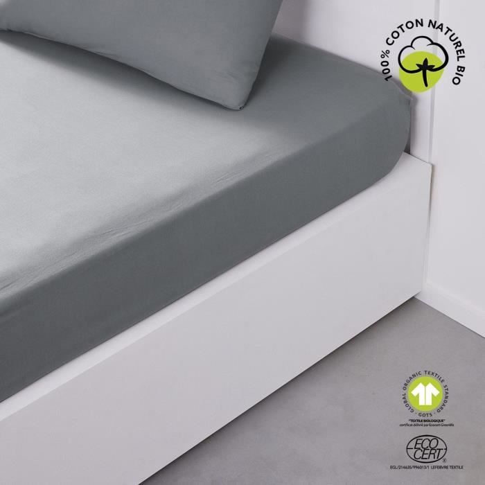 Drap housse TODAY Gris 180 x 200 cm