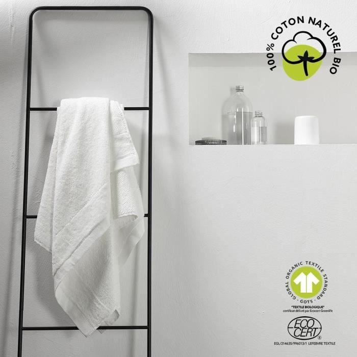 Drap de bain - TODAY - 70 x 130 cm - Coton - Organic Craie