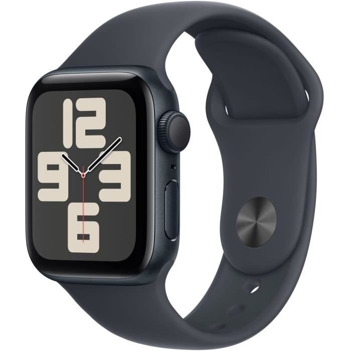 Apple Watch SE (GPS) - 2e génération - 40 mm - aluminium minuit - montre intelligente avec bande sport - fluoroélastomère - minuit - taille du bracelet : M/L - 32 Go - Wi-Fi 4, Bluetooth - 26.4 g