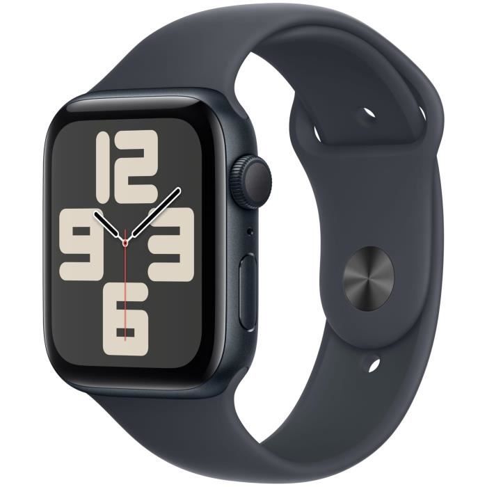 Apple Watch SE (GPS) - 2e génération - 44 mm - aluminium minuit - montre intelligente avec bande sport - fluoroélastomère - minuit - taille du bracelet : M/L - 32 Go - Wi-Fi 4, Bluetooth - 32.9 g