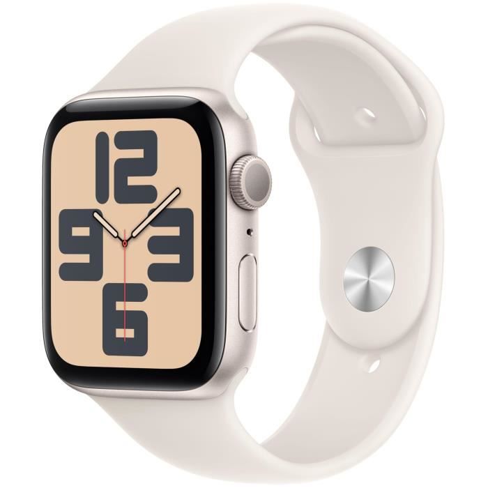 Apple Watch SE (GPS) - 2e génération - 44 mm - aluminium droit - montre intelligente avec bande sport - fluoroélastomère - droit - taille du bracelet : M/L - 32 Go - Wi-Fi 4, Bluetooth - 32.9 g