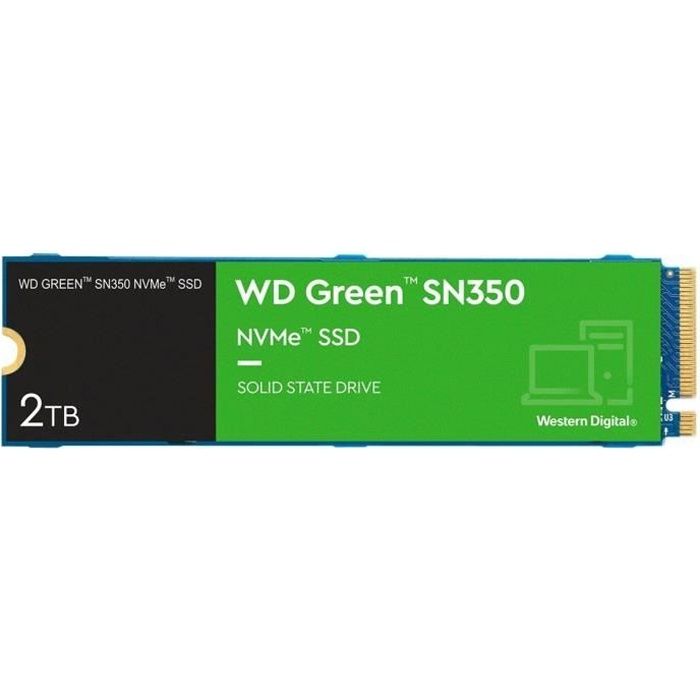 WD Green SN350 NVMe SSD WDS200T3G0C-00AZL0 - SSD - 2 To - interne - M.2 2280 - PCIe 3.0 x4 (NVMe)