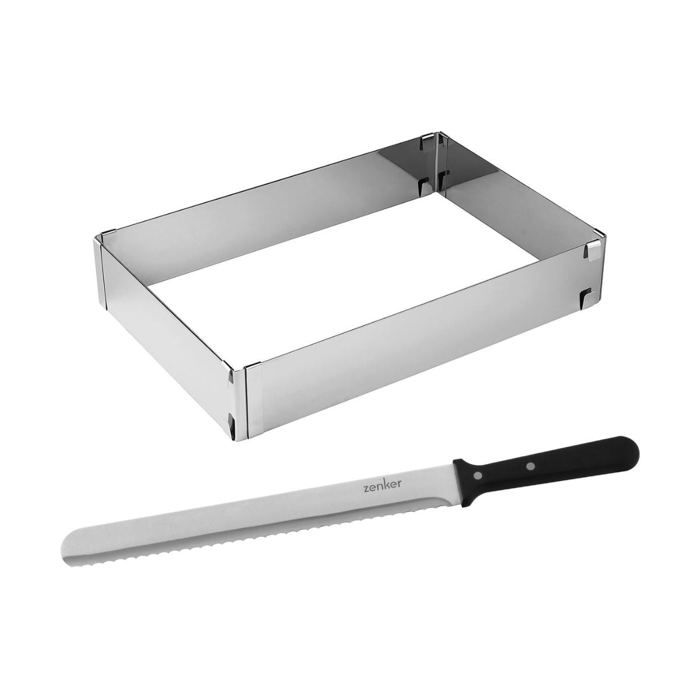 Cadre a gâteaux rectangulaire réglable et couteau a pâtisserie - ZENKER - Smart Pastry - 30 cm