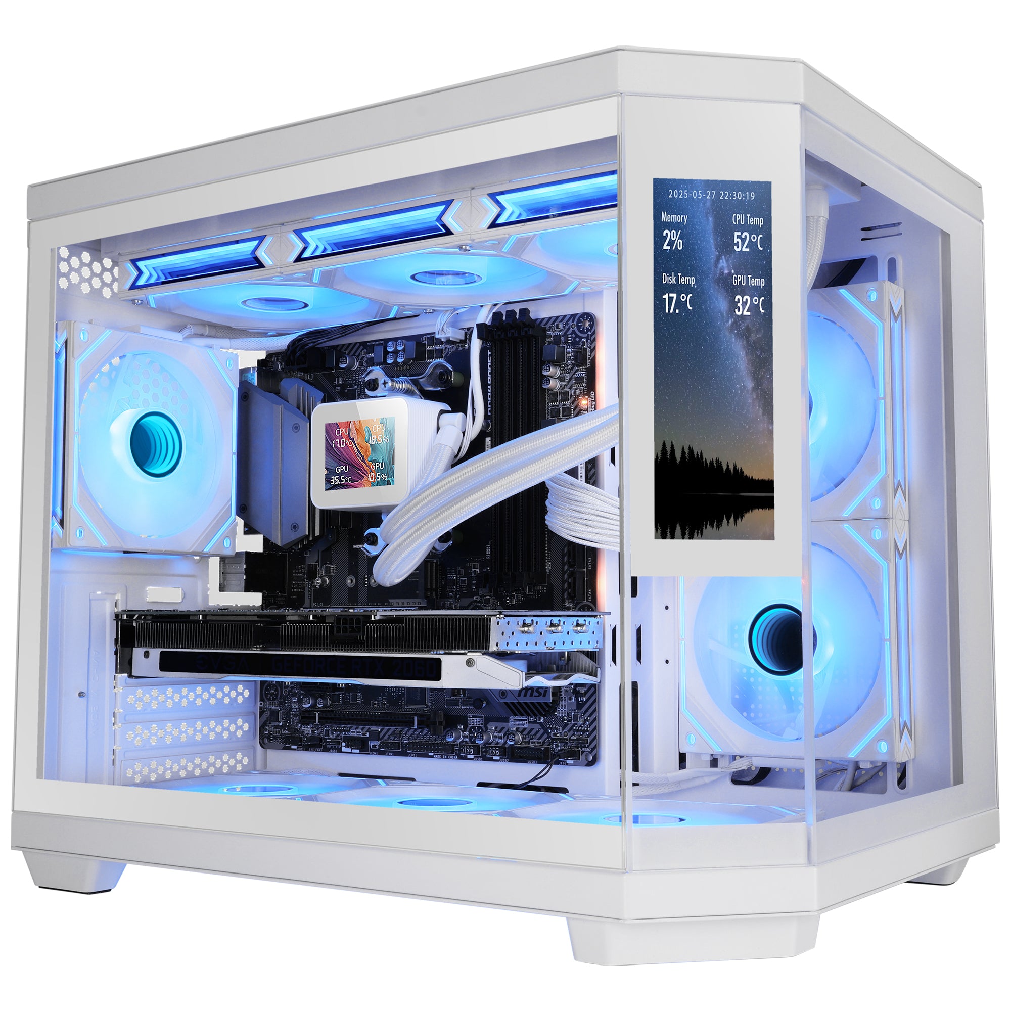 Boîtier ATX semi-tour Mars Gaming MC3TCORELCDMW Blanc