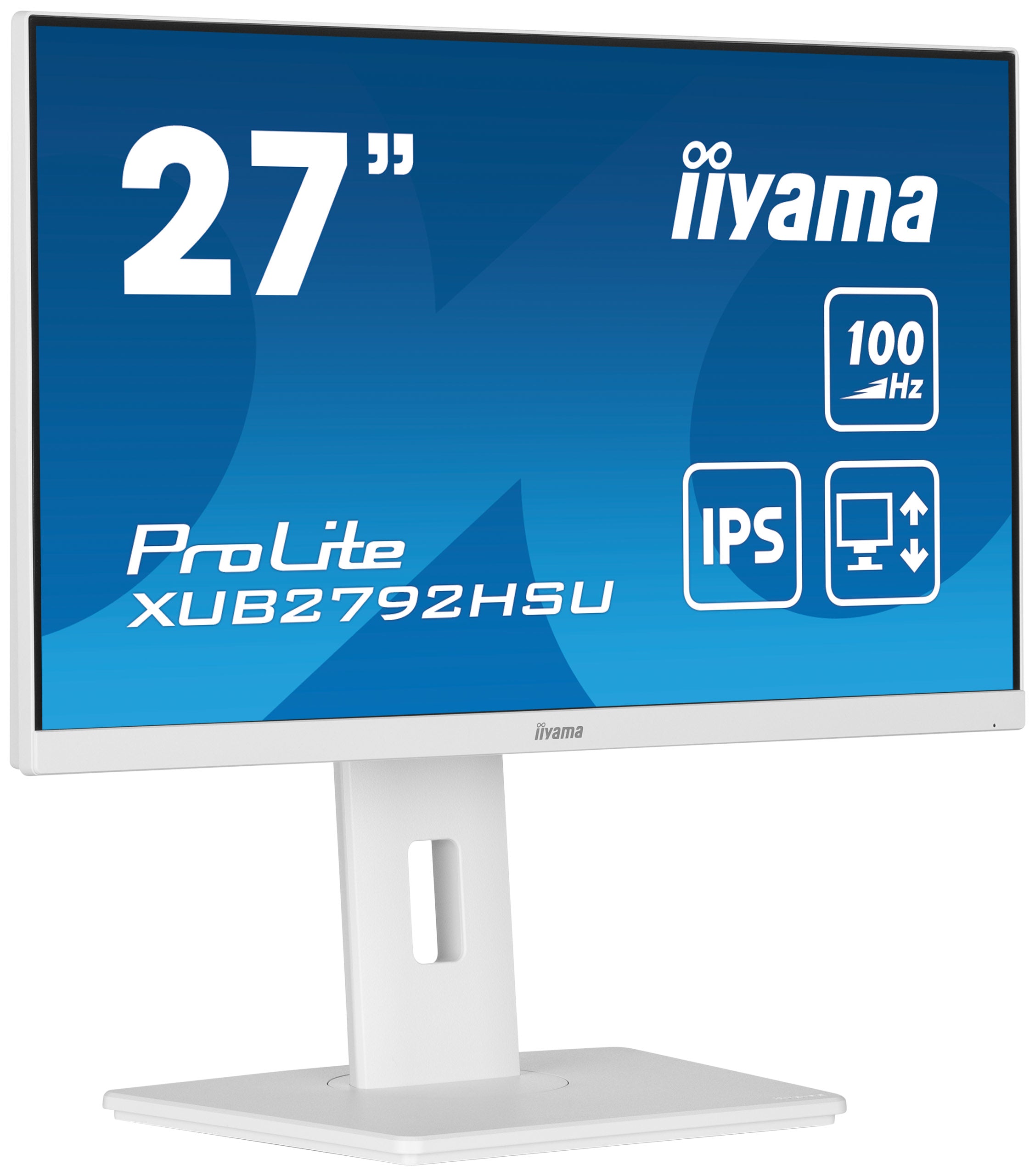 iiyama ProLite XUB2792HSU-W6 - Écran LED - 27" - 1920 x 1080 Full HD (1080p) @ 100 Hz - IPS - 250 cd/m² - 1300:1 - 0.4 ms - HDMI, DisplayPort - haut-parleurs - blanc, mat