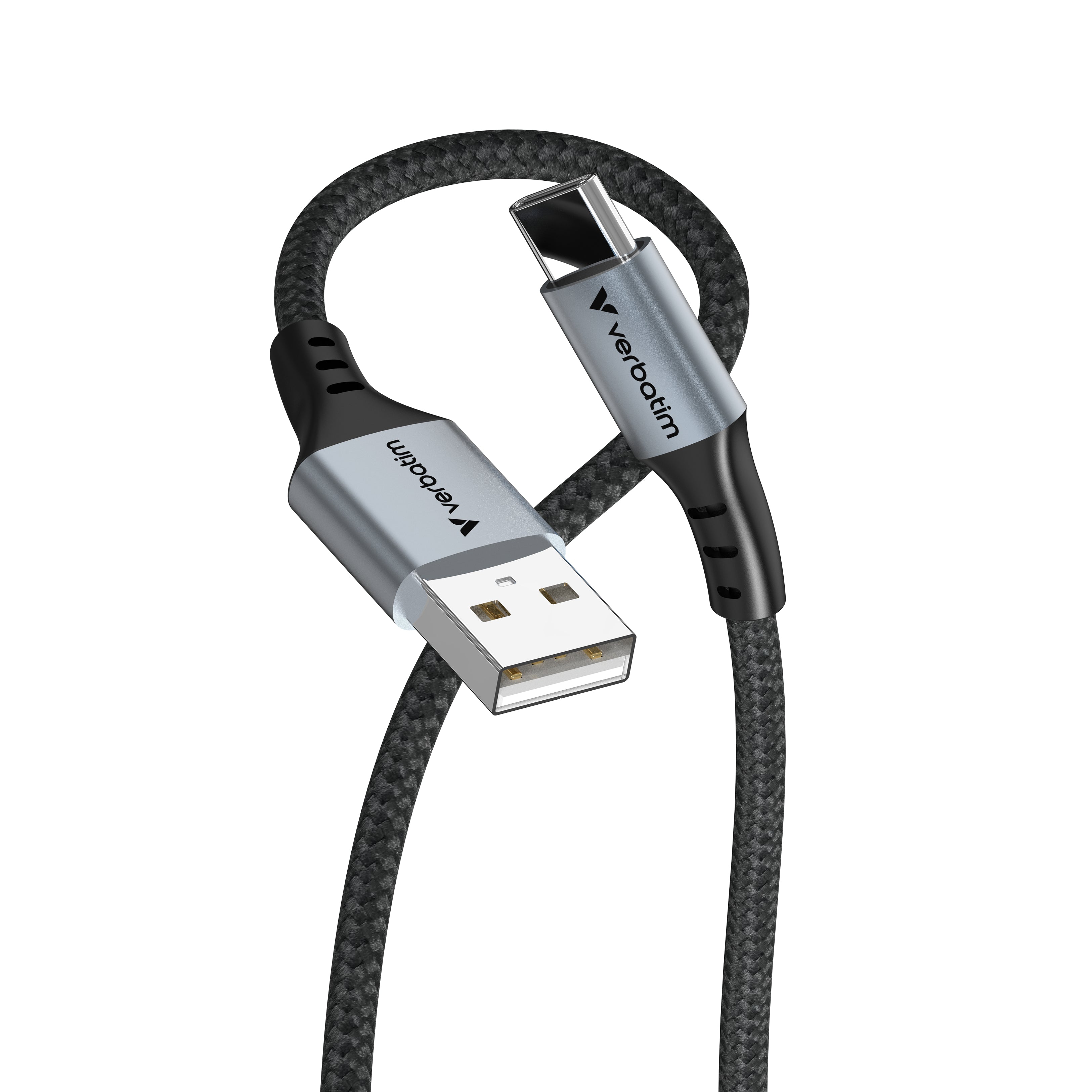 Verbatim Sync and Charge - USB-C/câble d'alimentation - 24 pin USB-C (M) pour USB (M) - 1.2 m - câble tressé, charge rapide jusqu'à 18 watts - noir