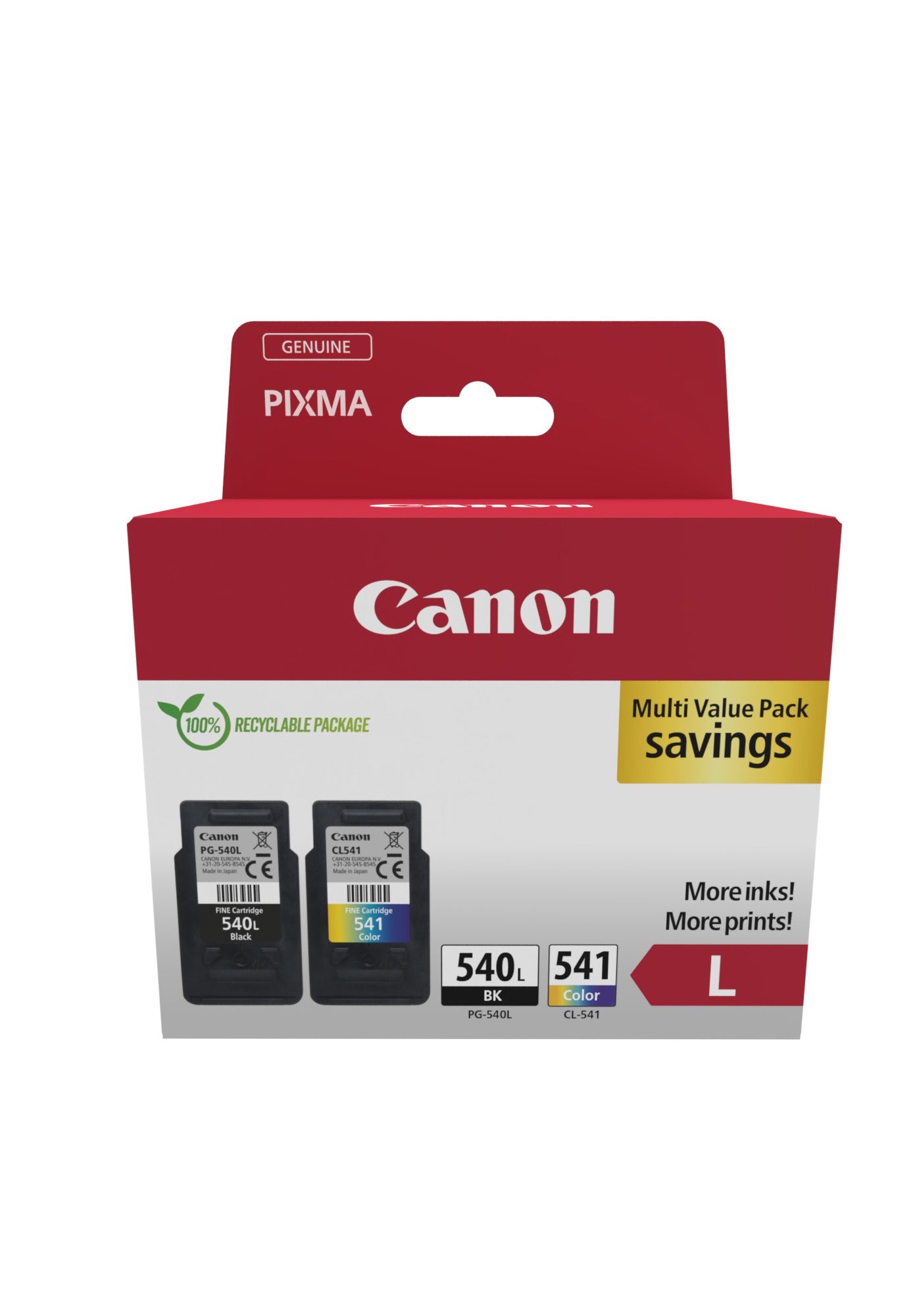 Canon PG-540L/CL-541XL Photo Value Pack - Brillant - pack de 2 - à rendement élevé - noir, couleur (cyan, magenta, jaune) - original - 100 x 150 mm 50 feuille(s) boîte de suspension - jeu de papier / cartouche d'encre - pour PIXMA MG3250, MG3550, MG3650,