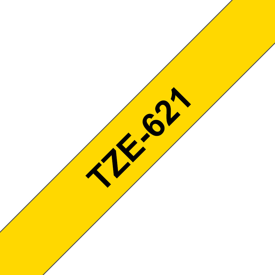 Brother TZe-621 - Noir sur jaune - Rouleau (0,9 cm x 8 m) 1 cassette(s) ruban laminé - pour Brother PT-D210, D600, H110, H200, P-Touch PT-1005, 1880, E310, P-Touch Cube Pro PT-P910