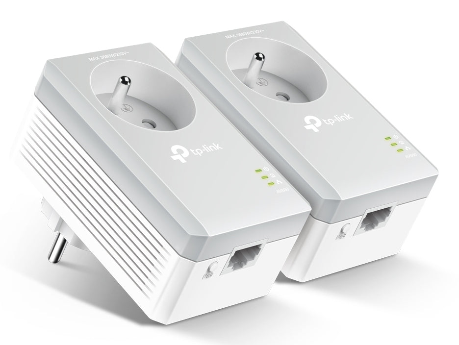 AV500+ Powerline Kit with AC Pass Through, 500Mbps Powerline Speed,1 port Fast Ethernet, Homeplug AV, Green Powerline,  Plug and Pla