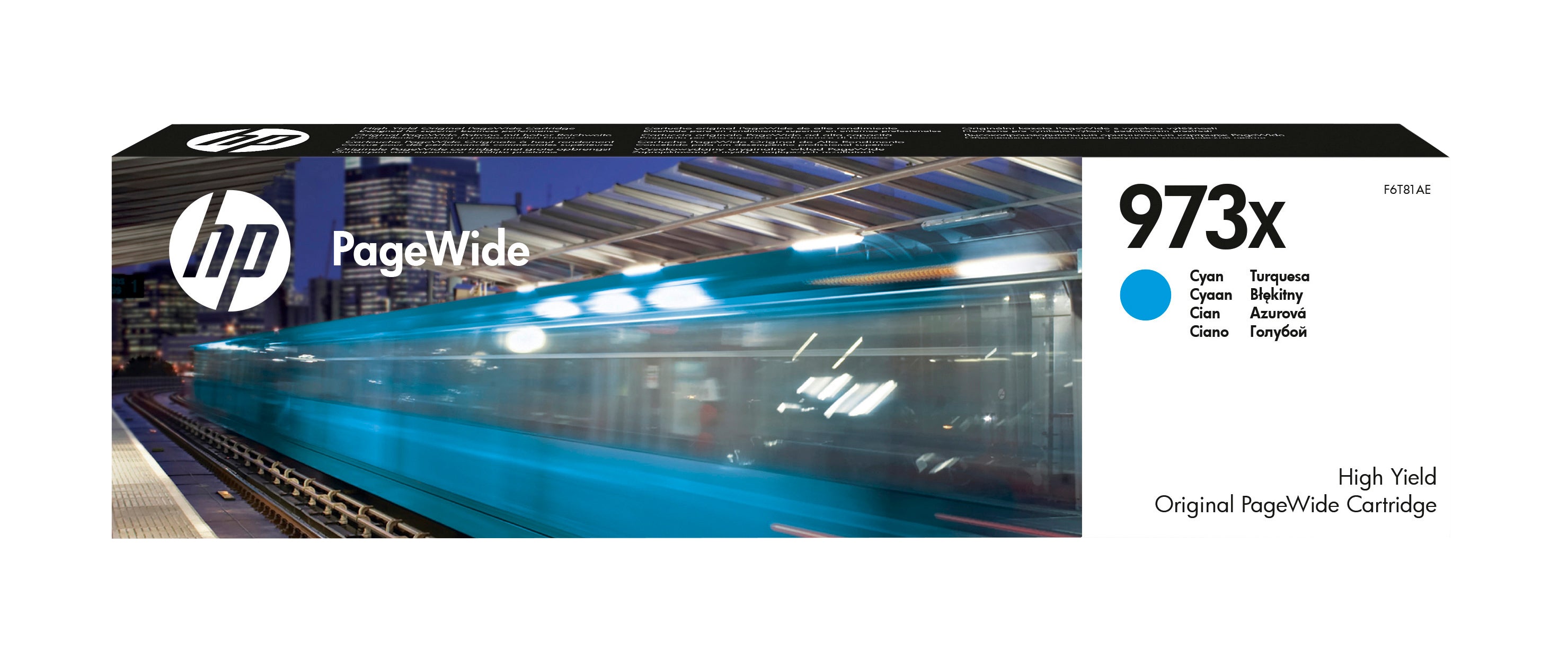 HP 973X - À rendement élevé - cyan - original - PageWide - cartouche d'encre - pour PageWide Managed P55250, PageWide Pro 452, 477, 552, 577, MFP 477