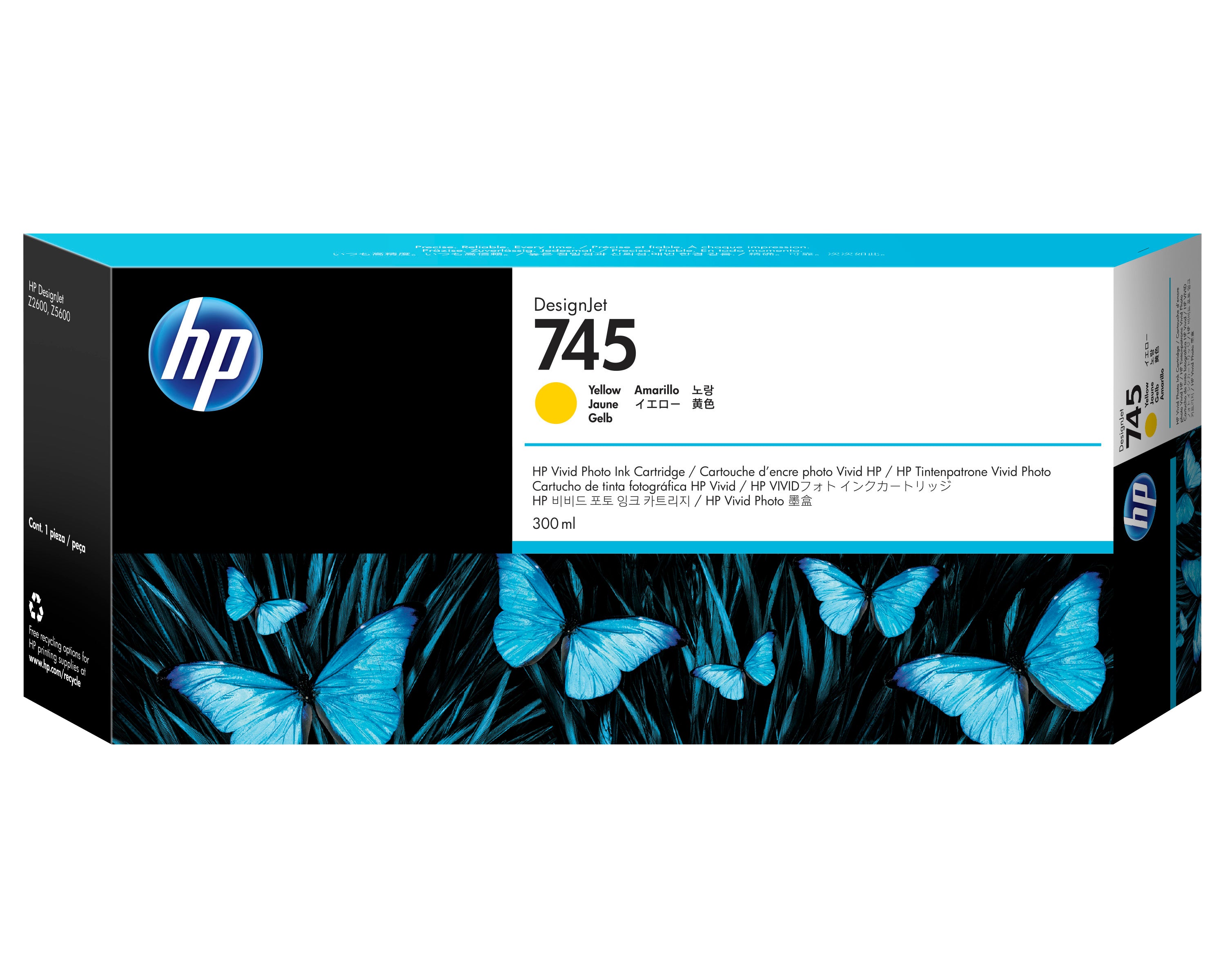 HP 745 - 300 ml - haute capacité - jaune - original - DesignJet - cartouche d'encre - pour DesignJet Z2600 PostScript, Z5600 PostScript