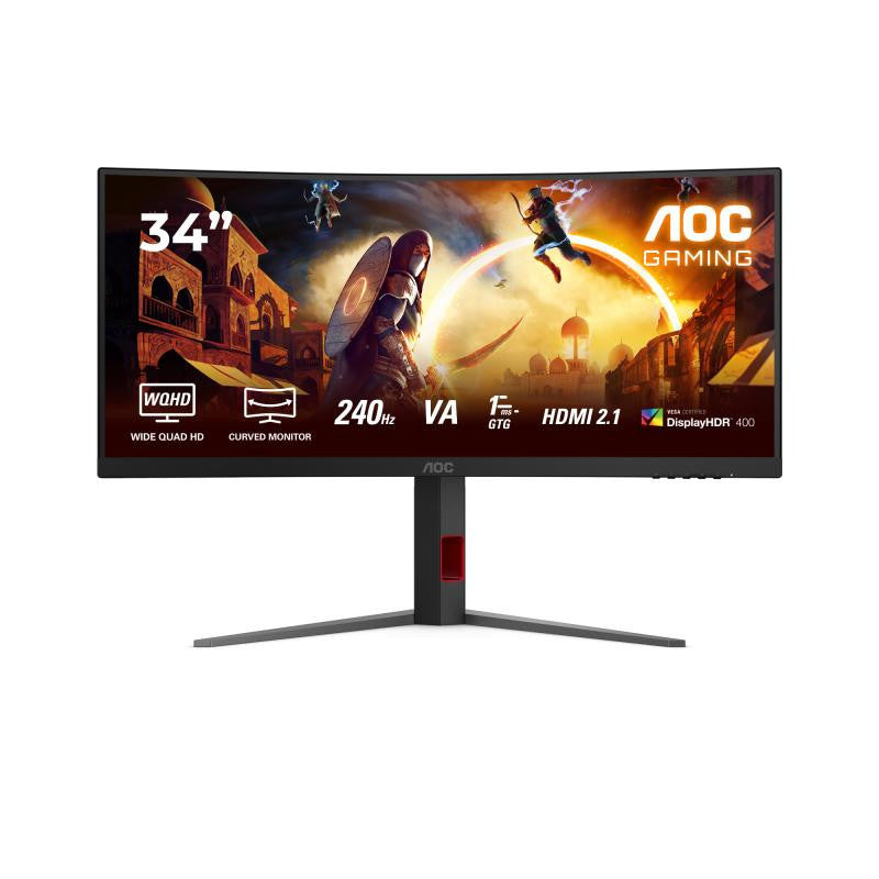 AOC G4 CU34G4Z écran plat de PC 86,4 cm (34") 3440 x 1440 pixels Wide Quad HD LED Noir, Rouge