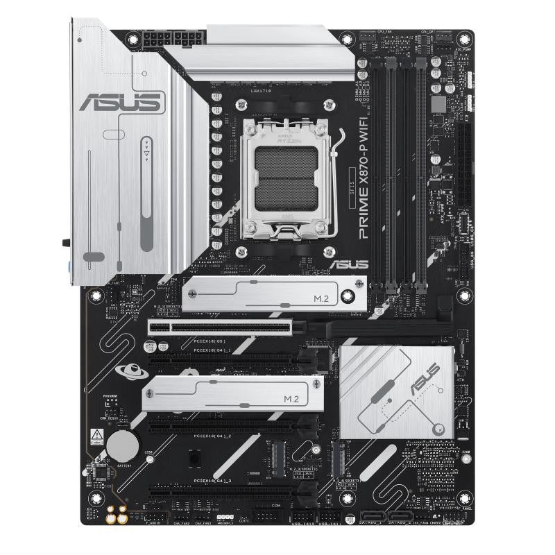 ASUS PRIME X870-P WIFI - Carte-mère - ATX - Socket AM5 - AMD X870 Chipset - USB4, USB 3.2 Gen 2, USB-C 3.2 Gen2, USB 3.2 Gen 1 - Wi-Fi 7, Bluetooth, 2.5 Gigabit LAN - carte graphique embarquée (unité centrale requise) - audio HD (8 canaux)