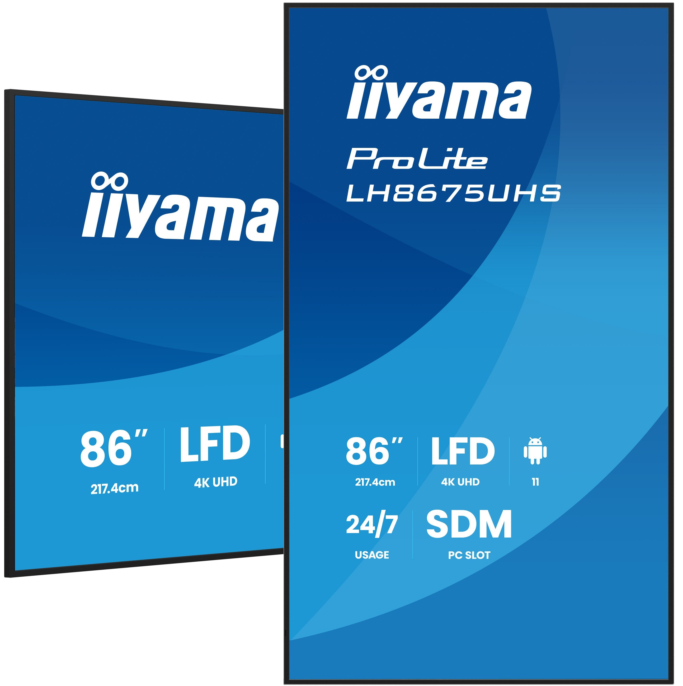 TFT 85,6"/217cm iiyama ProLite LH8675UHS 24/7 *schwarz* 16:9