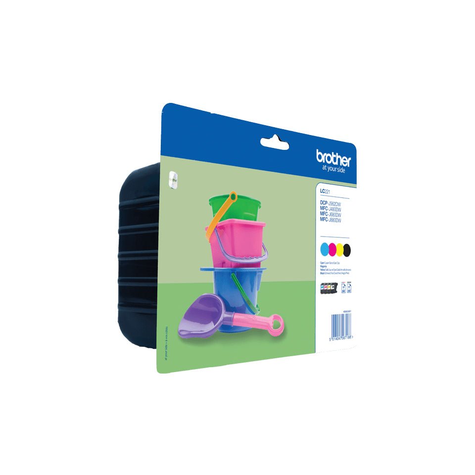 Brother LC221 Value Pack - Pack de 4 - noir, jaune, cyan, magenta - original - cartouche d'encre - pour Brother DCP-J562DW, MFC-J480DW, MFC-J680DW, MFC-J880DW
