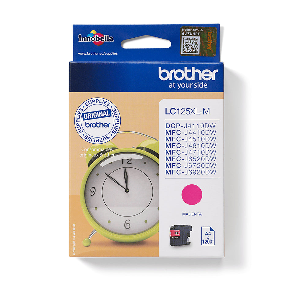 Brother LC125XLM - Très Haut Rendement - magenta - original - cartouche d'encre - pour Brother DCP-J4110, MFC-J4410, J4510, J4610, J4710, J6520, J6720, J6920