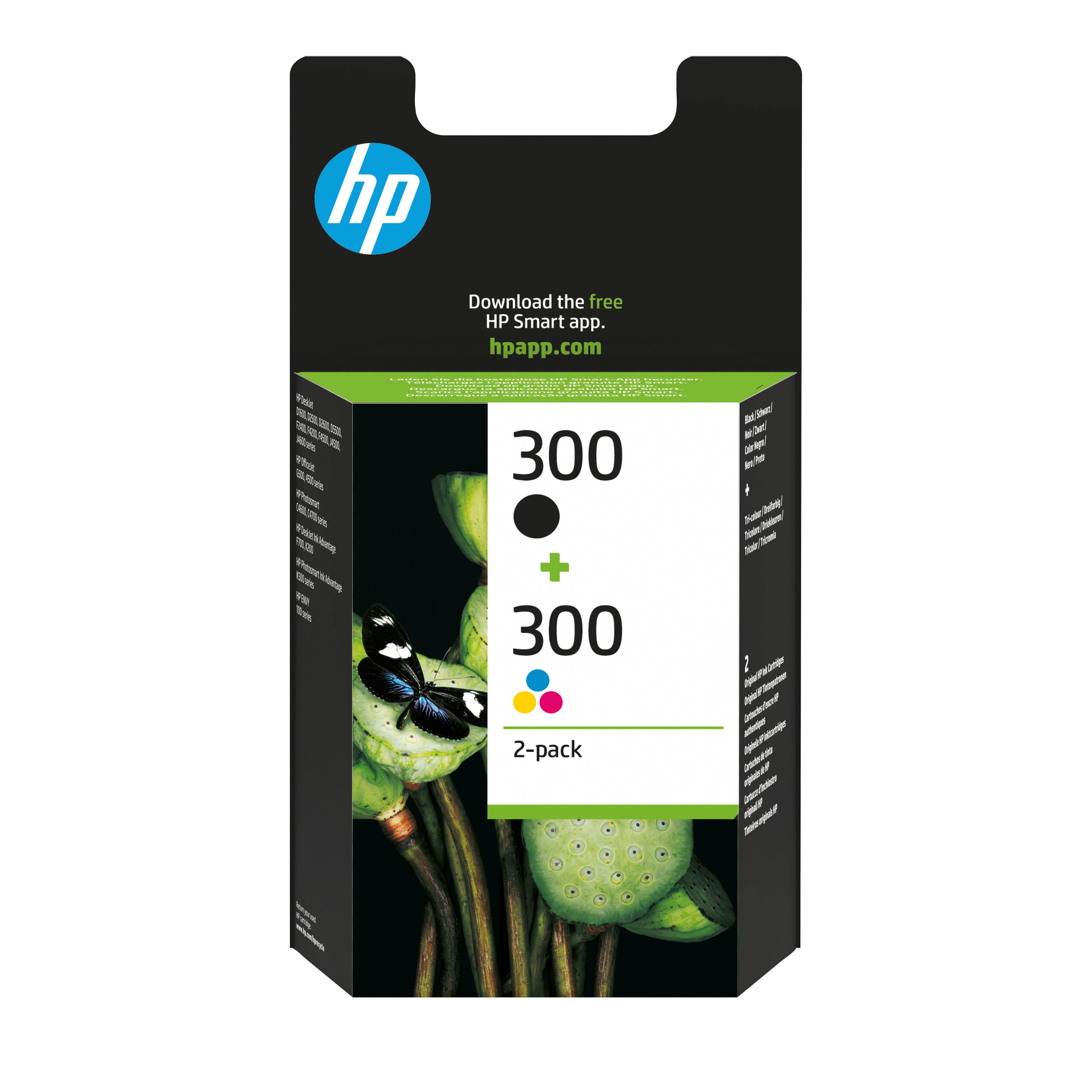 HP 300 - Pack de 2 - noir, couleur (cyan, magenta, jaune) - original - cartouche d'encre - pour Deskjet F4210, F4213, F4230, F4235, F4250, F4273, F4274, F4275, F4283, F4288, F4292, F4293