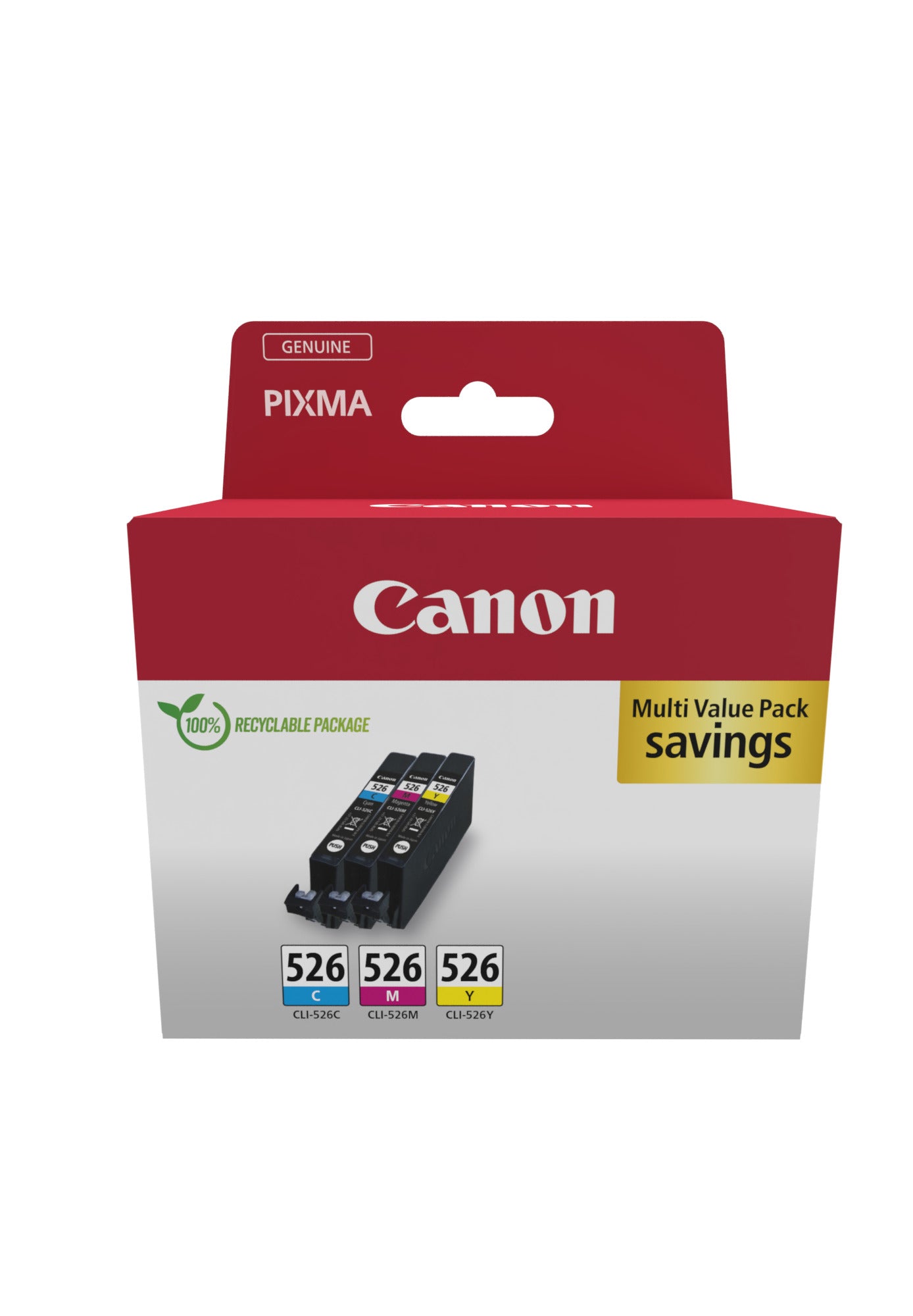 Canon CLI-526 C/M/Y Multi pack - Pack de 3 - 9 ml - jaune, cyan, magenta - original - réservoir d'encre - pour PIXMA iP4850, iP4950, iX6550, MG5150, MG5250, MG5350, MG6150, MG6250, MX895