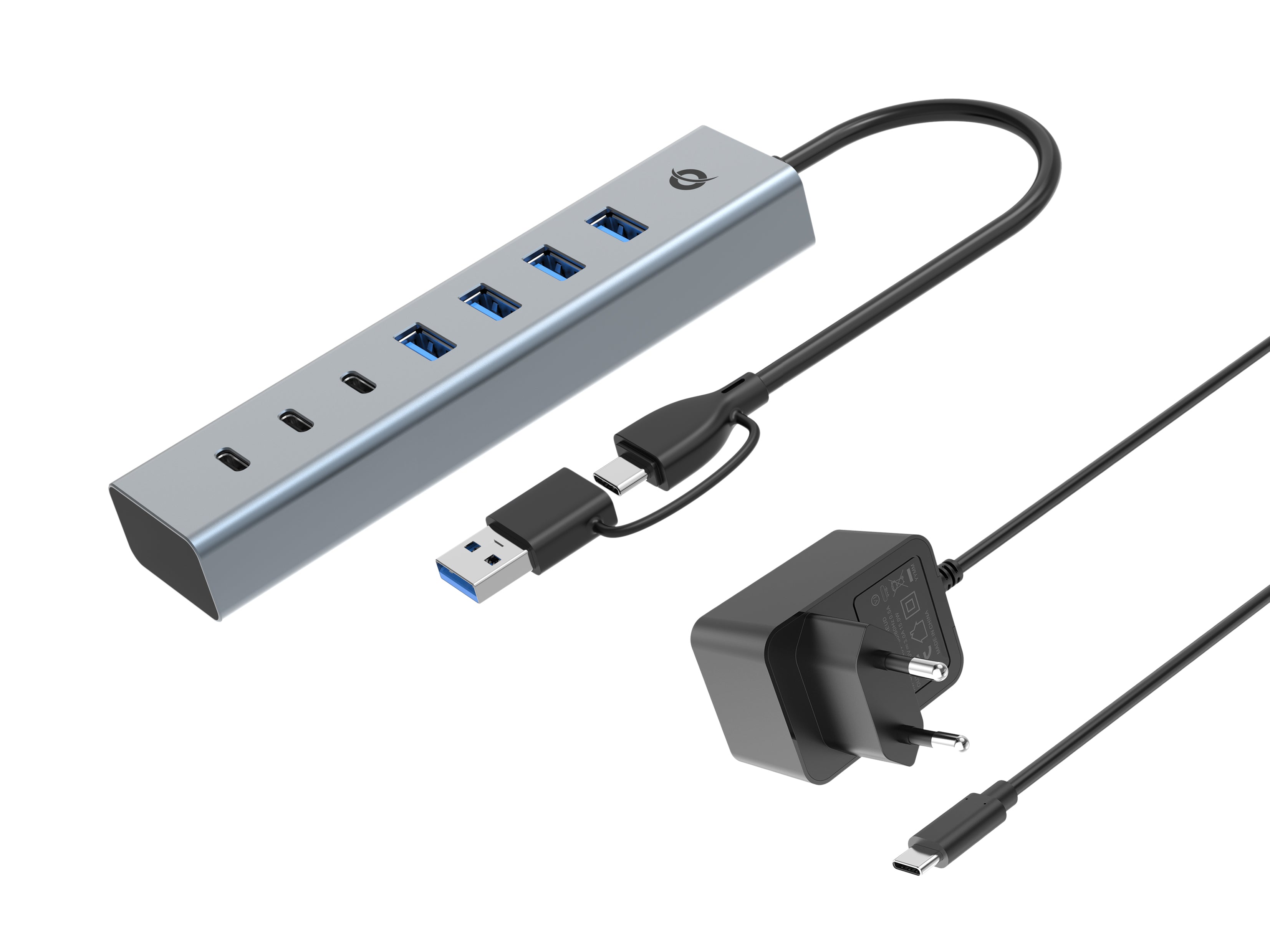 Hub USB 7 Ports Conceptronic HUBBIES20GP Argenté