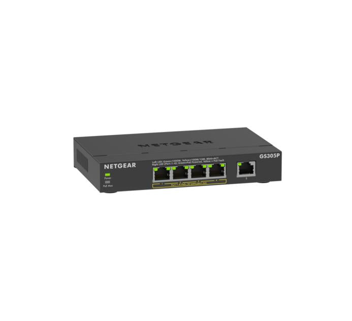 NETGEAR 300 Series GS305P - Version 3 - commutateur - SOHO - non géré - 5 x 10/100/1000 (4 PoE+) - de bureau, fixation murale - PoE+ (63 W)