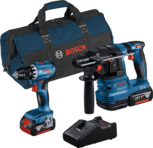 Set de forage et accessoires BOSCH GSR18V-45 + GBH 18V-22 18 V