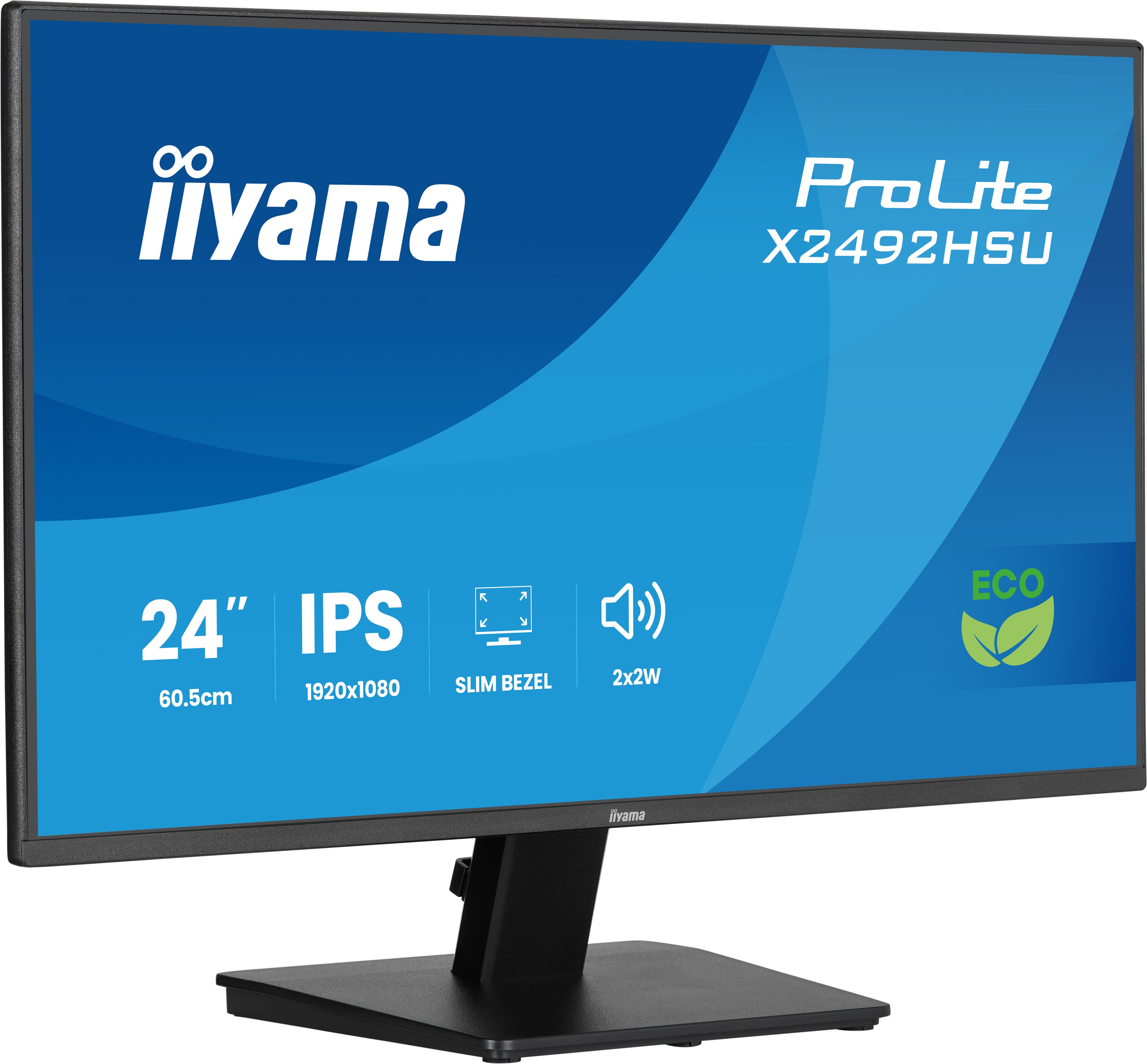 iiyama ProLite X2492HSU-B1 - Écran LED - 24" - 1920 x 1080 Full HD (1080p) @ 120 Hz - IPS - 300 cd/m² - 1500:1 - 3 ms - HDMI, DisplayPort - haut-parleurs - noir mat
