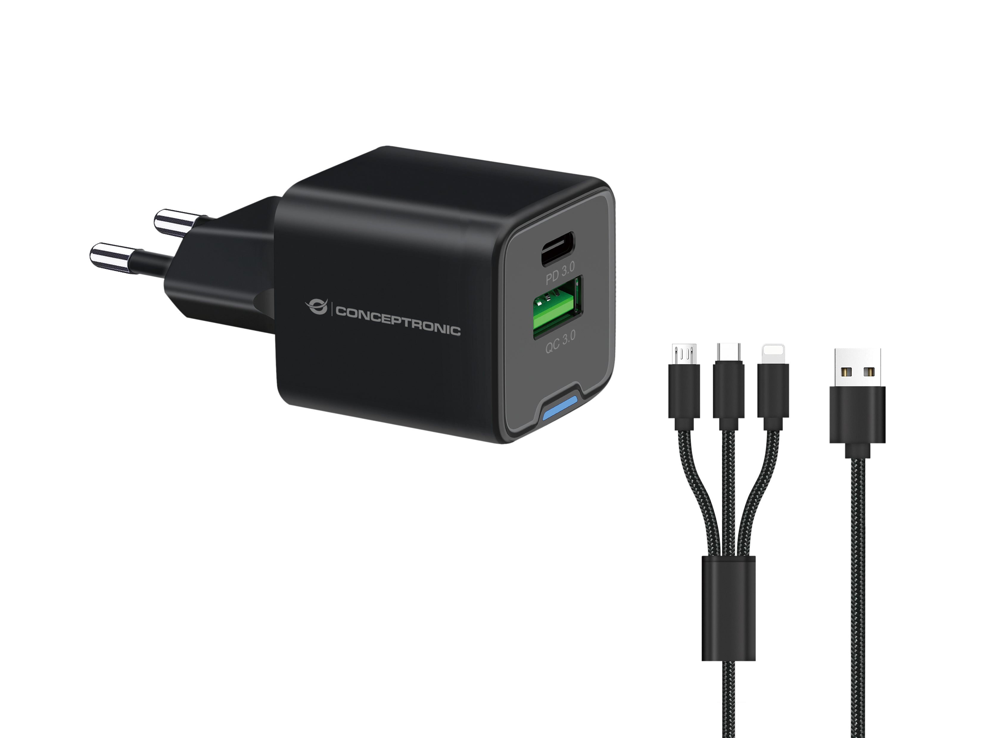 Chargeur mural Conceptronic 120550503101 Noir 33 W (2 Unités)