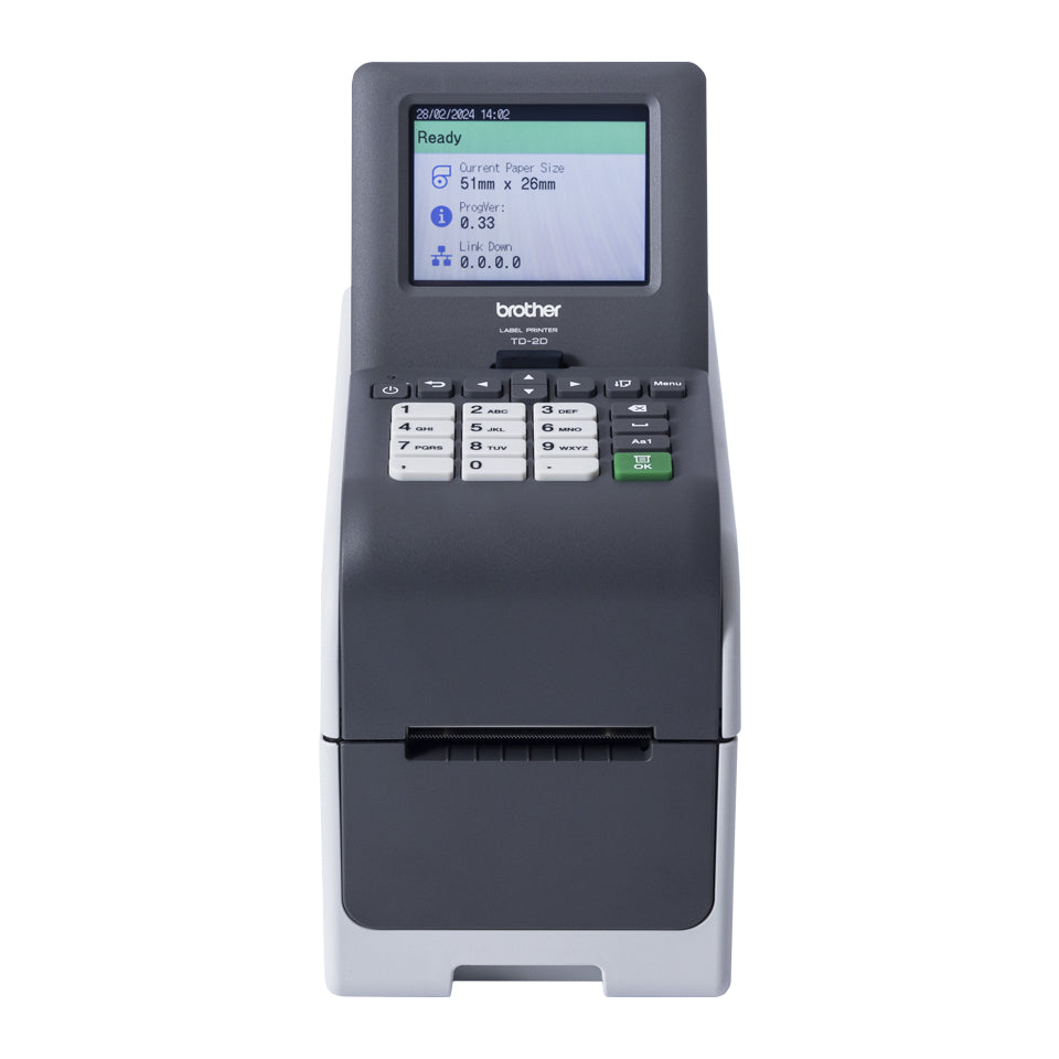 Brother TD-2350DSA203 - Imprimante d'étiquettes/de reçus - Noir et blanc - thermique direct - Rouleau (6,3 cm) - 203 dpi - jusqu'à 152.4 mm/sec - Wi-Fi(n), Bluetooth 5.2, LAN, USB 2.0, hôte USB