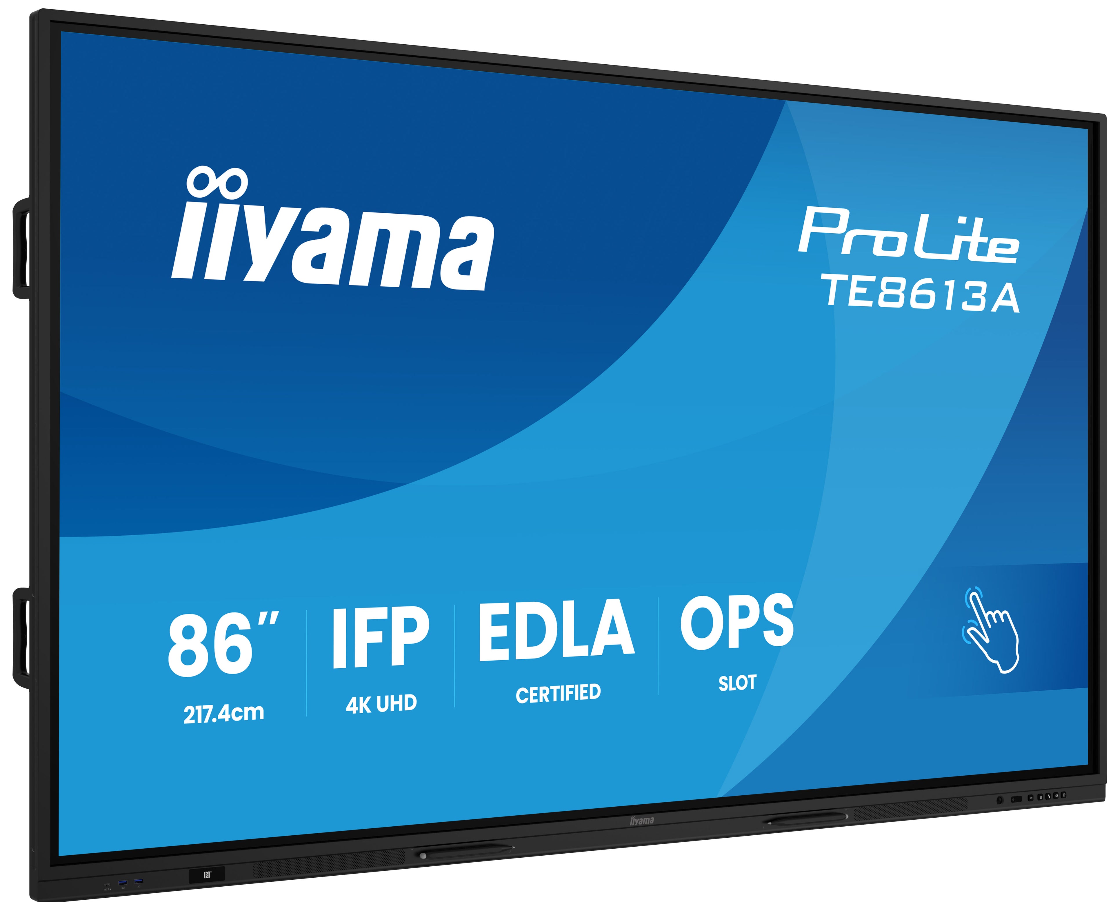 iiyama ProLite TE8613A-B1AG - Classe de diagonale 86" (85.6" visualisable) écran LCD rétro-éclairé par LED - signalétique numérique interactive - avec écran tactile (multi-touch) / capacité PC en option (slot-in) - 4K UHD (2160p) 3840 x 2160 - cadre noir
