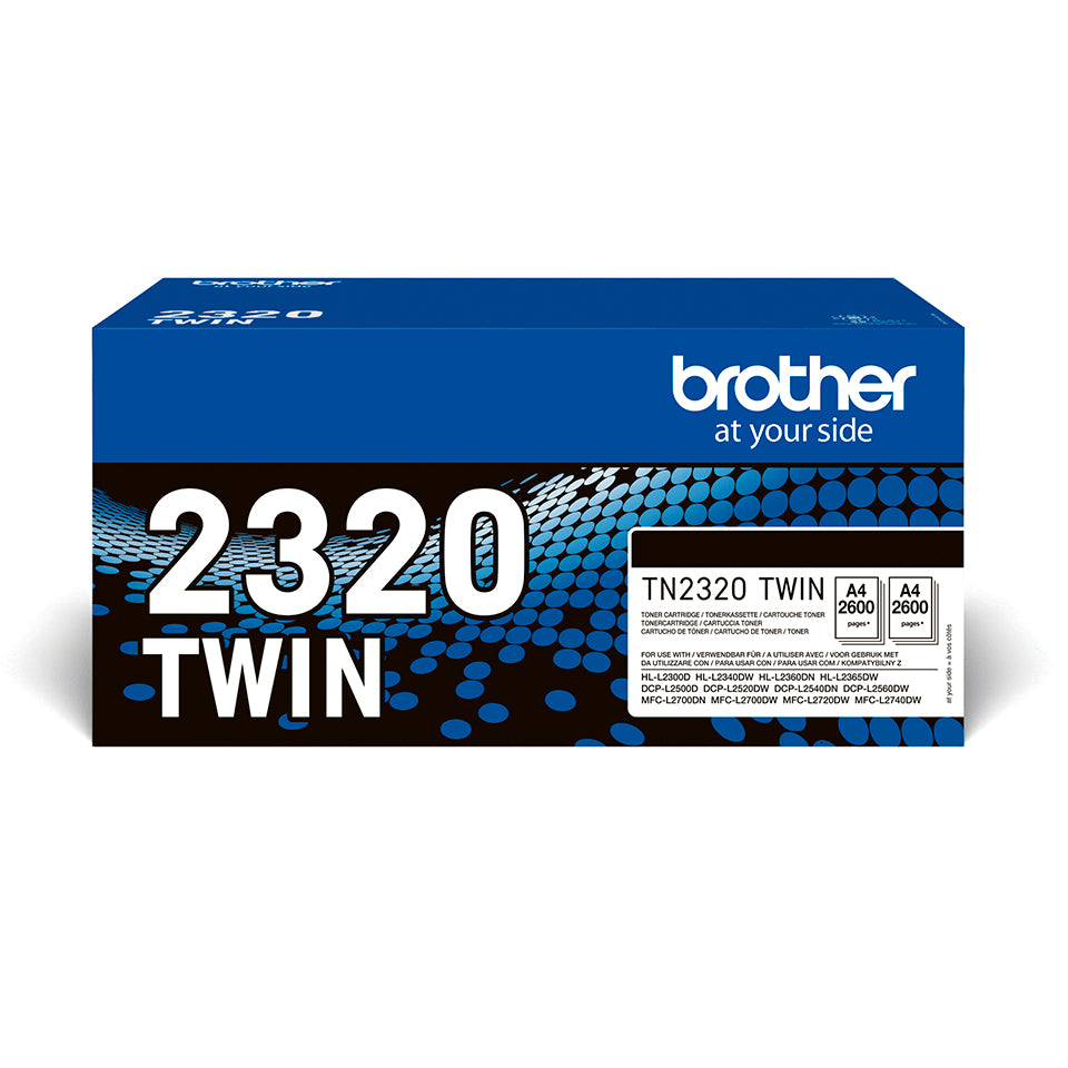 Brother TN2320 TWIN - Pack de 2 - à rendement élevé - noir - original - cartouche de toner - pour Brother DCP-L2500, L2520, L2560, HL-L2300, L2340, L2360, L2365, MFC-L2700, L2720, L2740