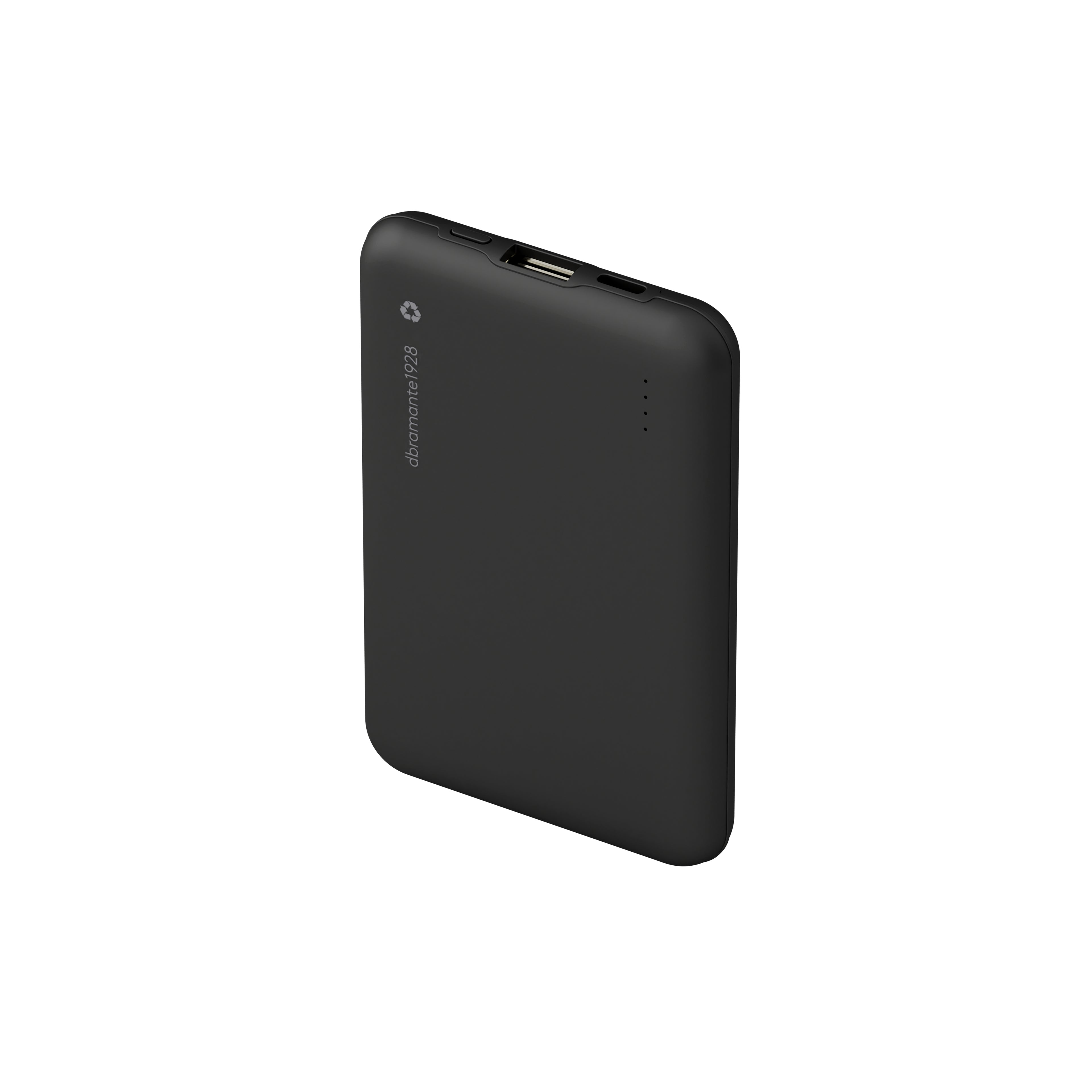 dbramante1928 re-charge - Banque d'alimentation - 10000 mAh - 20 Watt - Apple 2.4A, PD/PPS, Apple Fast Charge, QC 3.0 - 2 connecteurs de sortie (24 pin USB-C, USB type A) - sur le câble : USB-C - noir