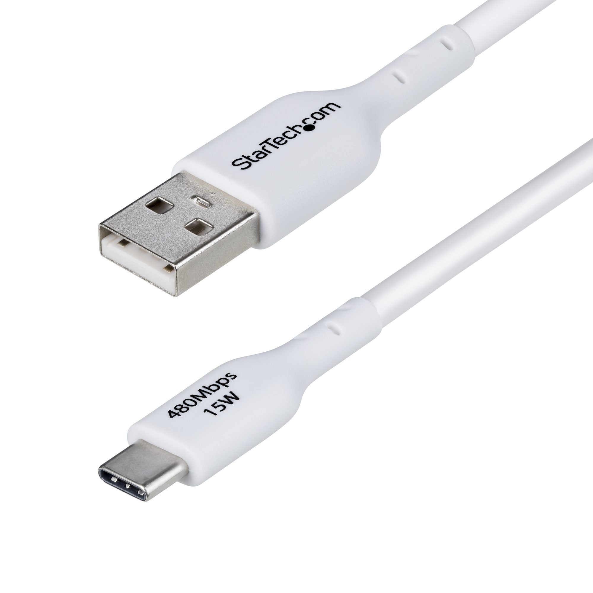 StarTech.com 3m (9.8ft) White USB-A to USB-C Charging Cable/Cord, M/M - Câble USB - USB (M) pour 24 pin USB-C (M) - USB 2.0 - 3 A - 3 m - sans halogène, passif, charge et synchronisation, USB Fast Charge (15W) - blanc
